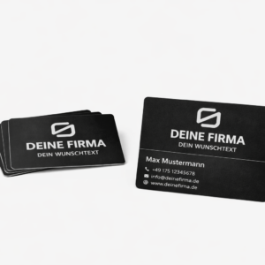 schwarze aluminium visitenkarte (ebay) personalisiert graviert, langlebig & hochwertig